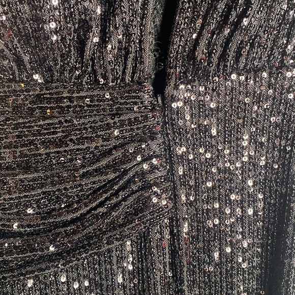 Jonathan‎ Simkhai Black Sequined Plunge Lace Draped Gown NWT - Picture 7 of 14